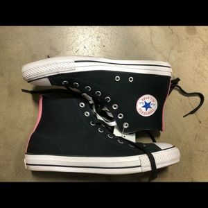 Black and Pink high top converse